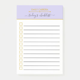 Notas Post-it® Lista de comprobación personalizada de Lilac y Gol