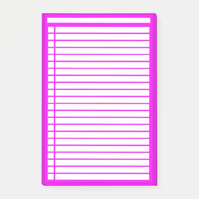 Notas Post-it® Lista de control de Fuschia (Anverso)