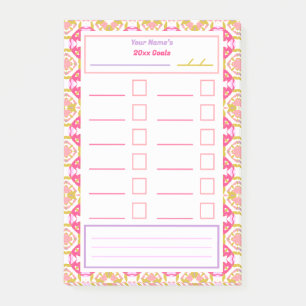 Notas Post-it® Lista de control de seguimiento de objetivo de res