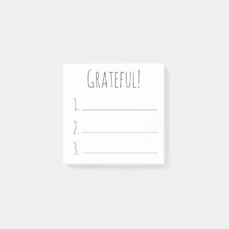 Notas Post-it® Lista De Gratitud De Gratitud Sencilla En Blanco Y