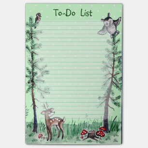 Notas Post-it® Lista de lío de la acuarela del bosque de los