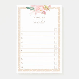 Notas Post-it® Lista De Números De Color De Agua Rosa De Rubor Nu