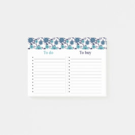 Notas Post-it® Lista De Patrón Floral Giro Azul