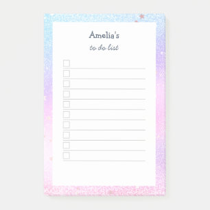 Notas Post-it® Lista de Purpurinas Holográficos Pastel