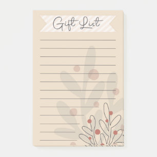 Notas Post-it® Lista de regalos, muérdago navideño de temporada