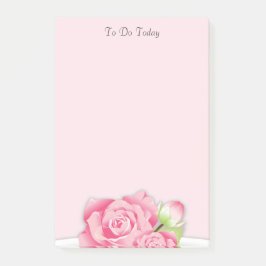 Notas Post-it® Lista de rosas rosadas/flores por hacer