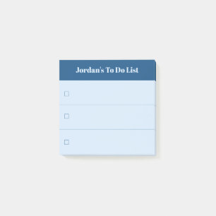 Notas Post-it® Lista de tareas a hacer azul moderna con nombre pe