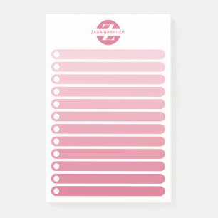 Notas Post-it® Lista de tareas con monograma de gradiente rosa fe