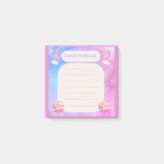 Notas Post-it® Lista de tareas cósmica adorable cohete rosa Post