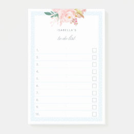 Notas Post-it® Lista de tareas de colores de agua azul Pastel