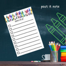 Lista de tareas de crayones pintorescos coloridos