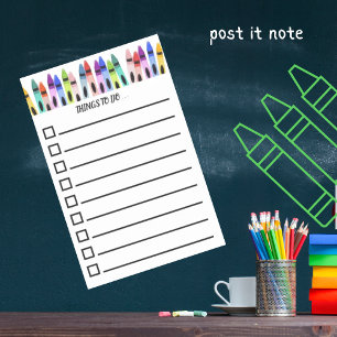 Notas Post-it® Lista de tareas de crayones pintorescos coloridos