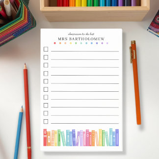 Notas Post-it® Lista de tareas de libros del arcoíris para maestr