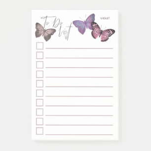 Notas Post-it® Lista de tareas de mariposa personalizada