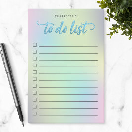 Notas Post-it® Lista de tareas de Purpurina azul de patrón de mez