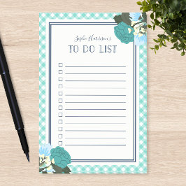 Notas Post-it® Lista de tareas de rosas verde azulado florales a