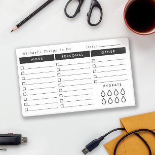 Notas Post-it® Lista de tareas del organizador diario blanco y ne