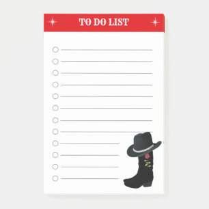 Notas Post-it® Lista de tareas elegante y botas y sombrero de cam