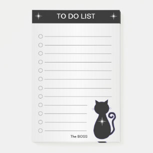 Notas Post-it® Lista de tareas elegante y silueta de gato negro