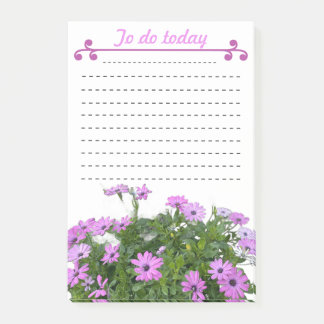 Notas Post-it® Lista de tareas - flores púrpuras