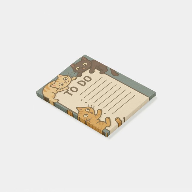 Notas Post-it® Lista de tareas para gatito (En perspectiva)