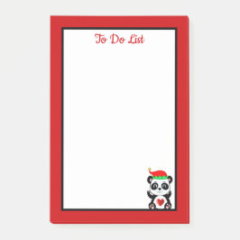 Notas Post-it® Lista de tareas Pendiente Panda Bear Elfo en Rojo 