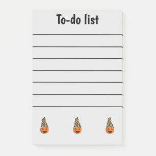 Notas Post-it® Lista de tareas pendientes de calabaza divertida