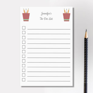 Notas Post-it® Lista de tareas pendientes en la caja del profesor