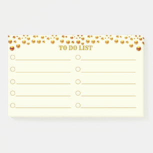 Notas Post-it® Lista de tareas pendientes y confeti dorado en for