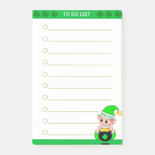Notas Post-it® Lista de tareas pendientes y elfo verde lindo con 