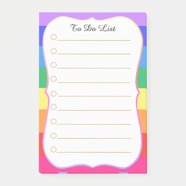Notas Post-it® Lista de Tareas Personalizada Arcoíris (Anverso)