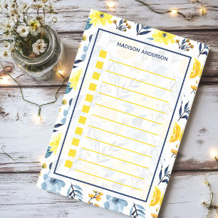 Notas Post-it® Lista de tareas personalizada con flores acuarela
