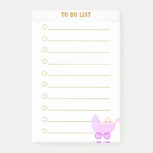 Notas Post-it® Lista de Tareas Personalizada y Cochecito de Bebé