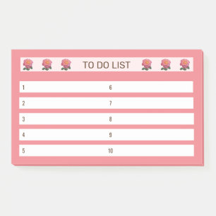 Notas Post-it® Lista de Tareas Rosas sobre Rosa y Blanco