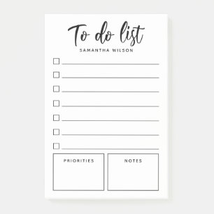 Notas Post-it® Lista de tareas simple en blanco y negro