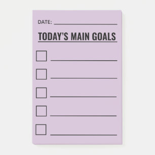 Notas Post-it® Lista de verificación de objetivos principales de