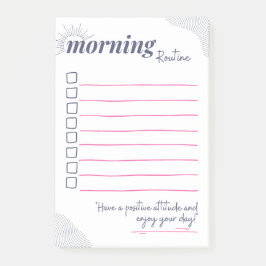 Notas Post-it® Lista de verificación de rutina matutina pacífica