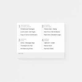 Notas Post-it® Lista de Verificación de Suministros de Notario Pú