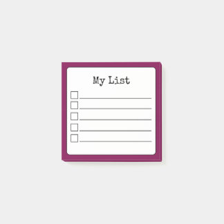 Notas Post-it® Lista de verificación retro en color de vino