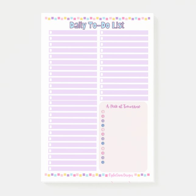 Notas Post-it® Lista diaria de tareas pendientes (Anverso)