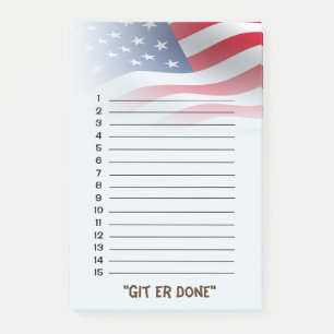 Notas Post-it® Lista hecha de "Git er" - la bandera americana se