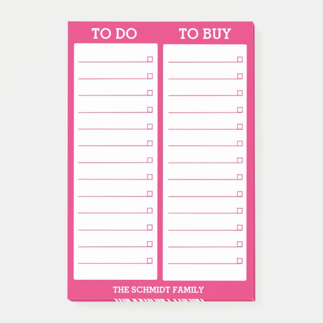 Notas Post-it® Lista personalizada a hacer, comprar - rosas (Anverso)