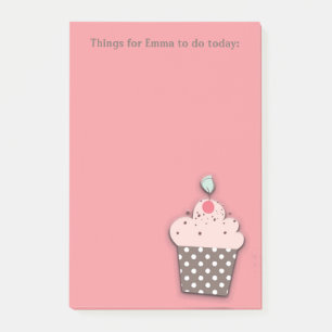 Notas Post-it® Lista Personalizada de Tareas Cupcake Rosa Marrón