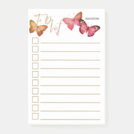 Notas Post-it® Lista personalizada de tareas para mariposa rosa d