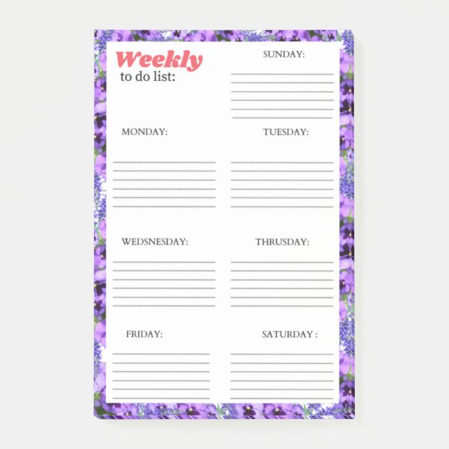 NOTAS POST-IT® LISTA SEMANAL PARA HACER: (Anverso)