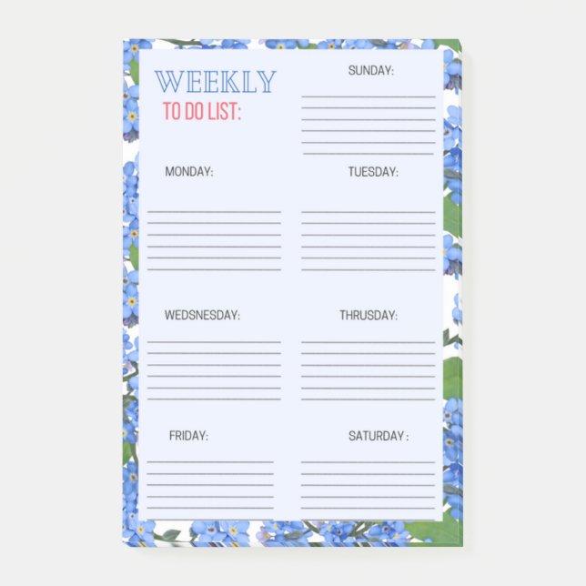 NOTAS POST-IT® LISTA SEMANAL PARA HACER: (Anverso)