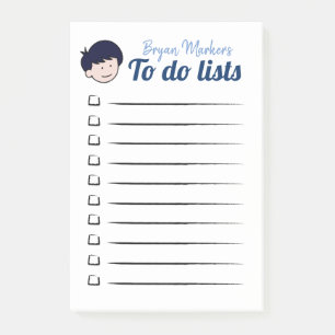 Notas Post-it® Listas de chicos de cabello azul para hacer