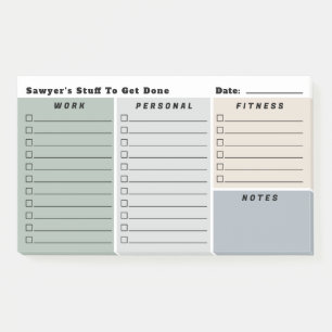 Notas Post-it® Listas de control de planificación diaria de neutr