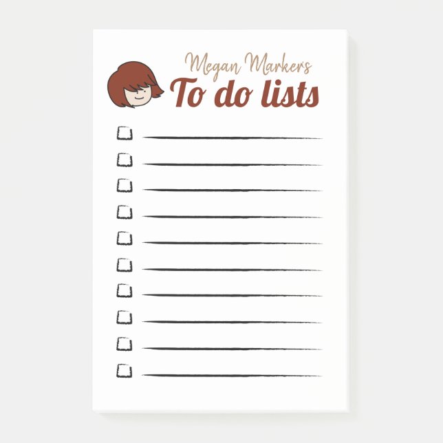 Notas Post-it® Listas de trabajo infantil Chica (Anverso)