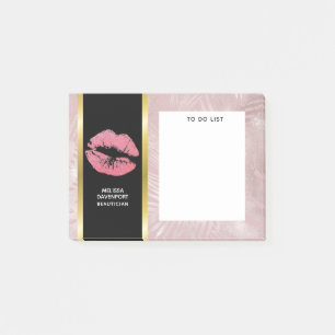 Notas Post-it® Litros Purpurinas rosados y hojas tropicales de or